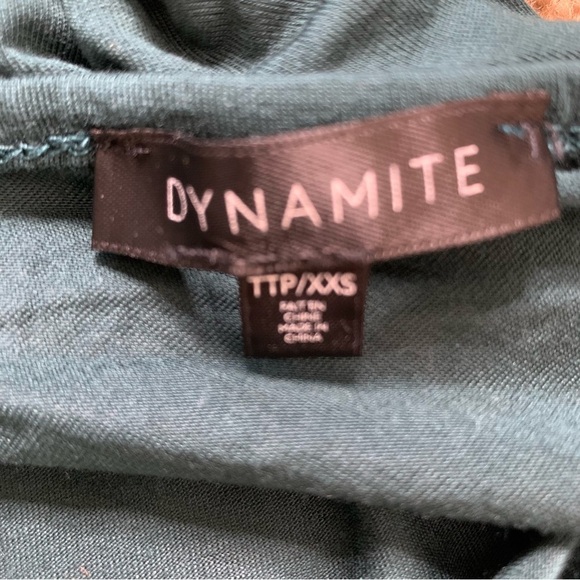 DYNAMITE Wrap Bodysuit With V Cut & Long Sleeves Jade Green Size XXS - Picture 8 of 9